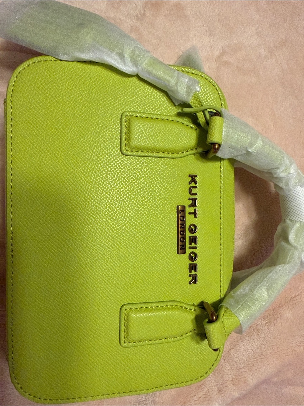 Kurt Geiger Neon Lime Leather Mini Satchel